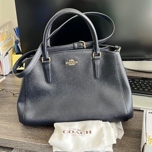 Coach navy crossbody leather bag